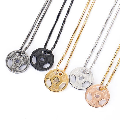 Fashion Barbell Titanium Steel Plating Hollow Out Pendant Necklace 1 Piece