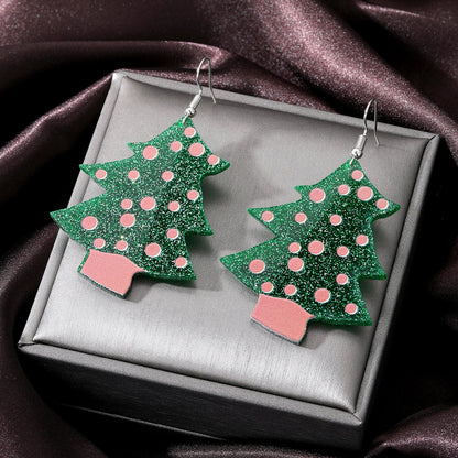 1 Pair Fashion Christmas Tree Santa Claus Snowman Arylic Christmas Women's Drop Earrings