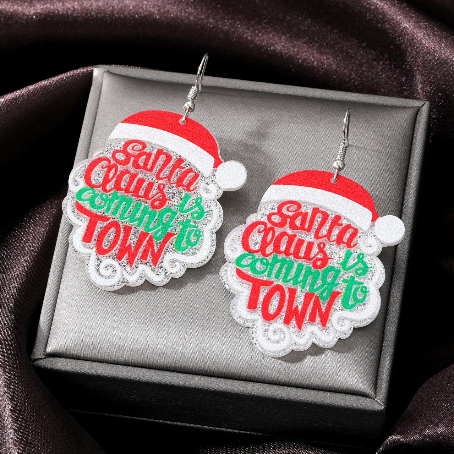 1 Pair Fashion Christmas Tree Santa Claus Snowman Arylic Christmas Women's Drop Earrings