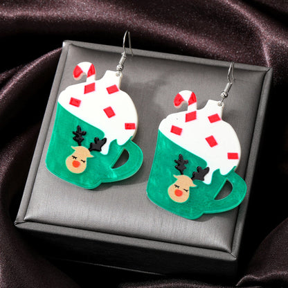 1 Pair Fashion Christmas Tree Santa Claus Snowman Arylic Christmas Women's Drop Earrings