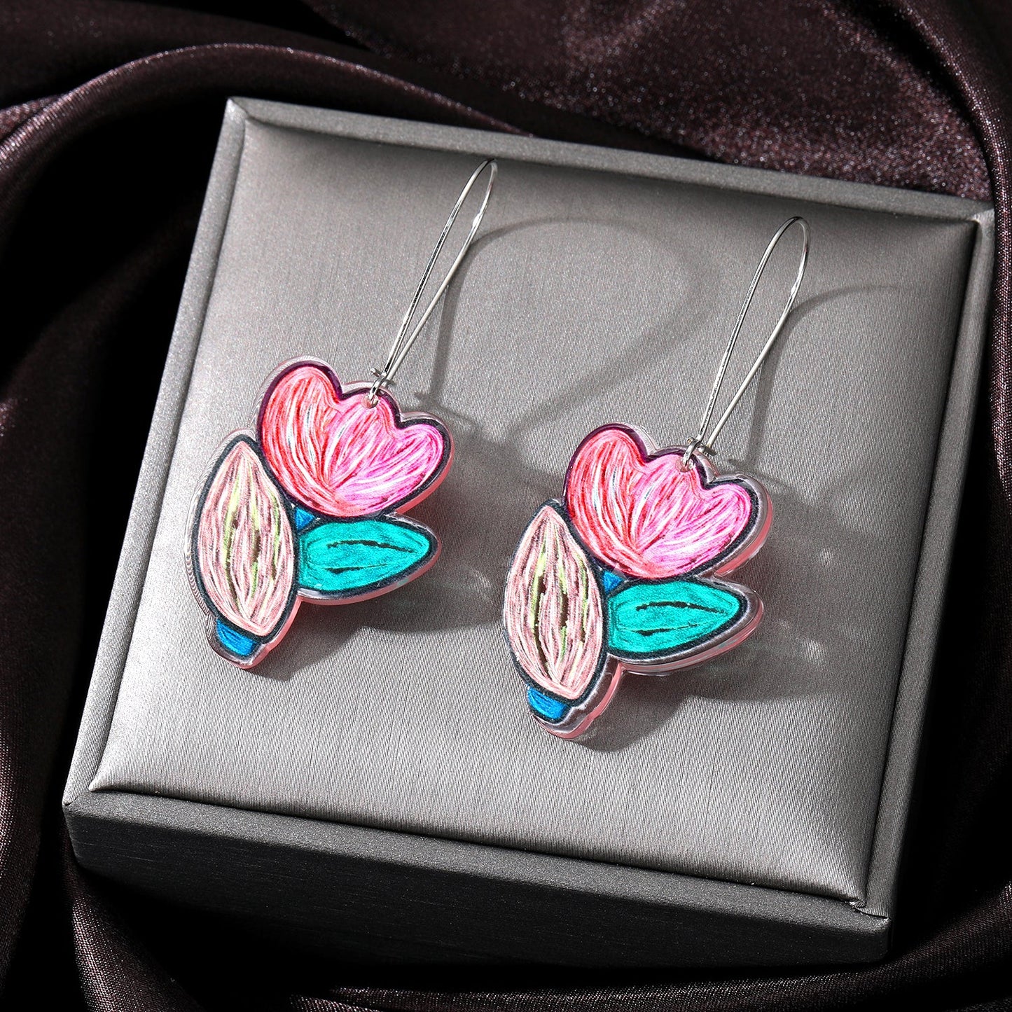 1 Pair Sweet Flower Arylic Women's Drop Earrings