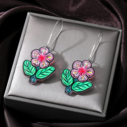 1 Pair Sweet Flower Arylic Women's Drop Earrings