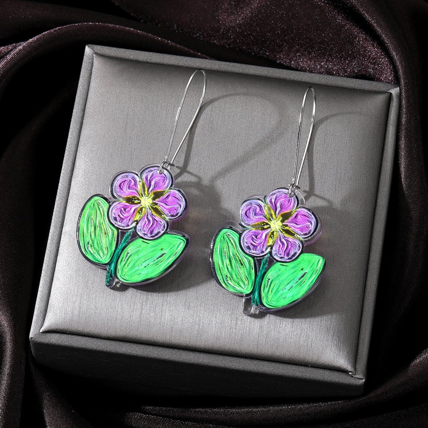 1 Pair Sweet Flower Arylic Women's Drop Earrings