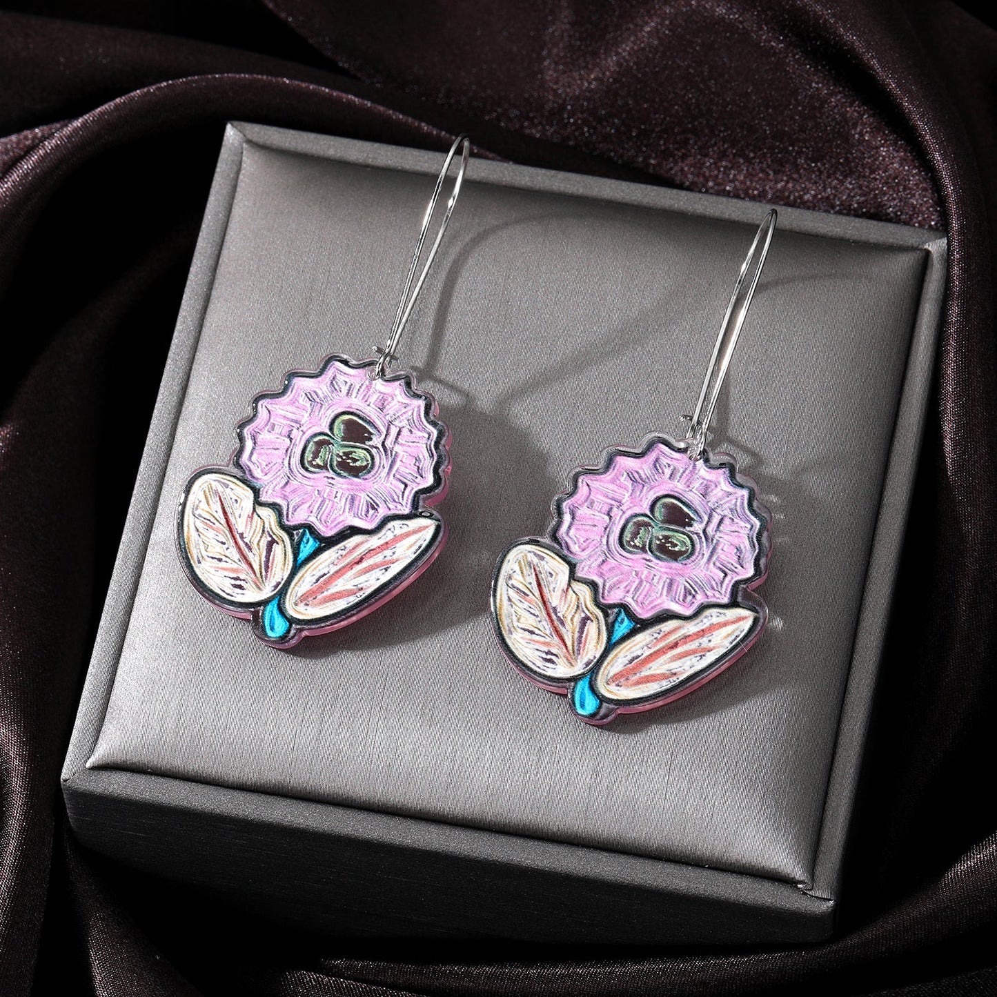 1 Pair Sweet Flower Arylic Women's Drop Earrings