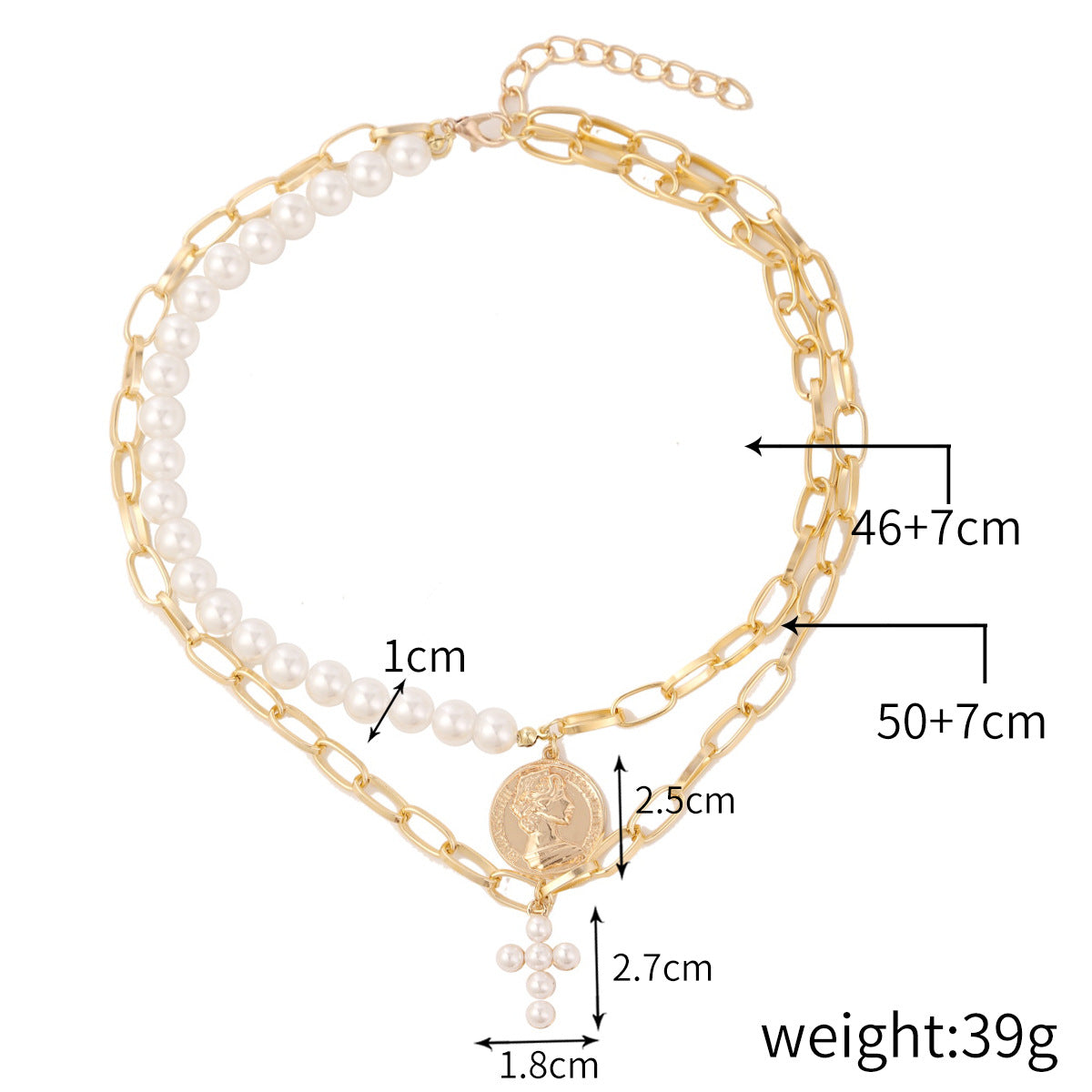 Elegant Geometric Alloy Plating Artificial Pearls Women's Necklace