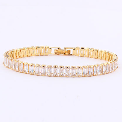 Fashion Geometric Copper Inlay Zircon Bracelets