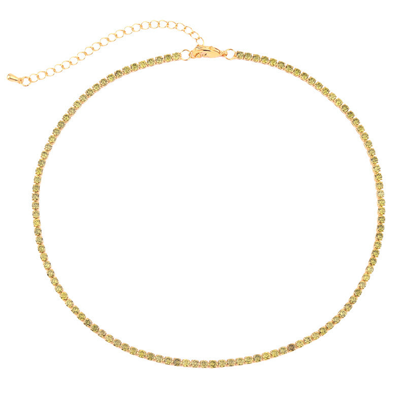 Shiny Geometric Copper Gold Plated Zircon Necklace