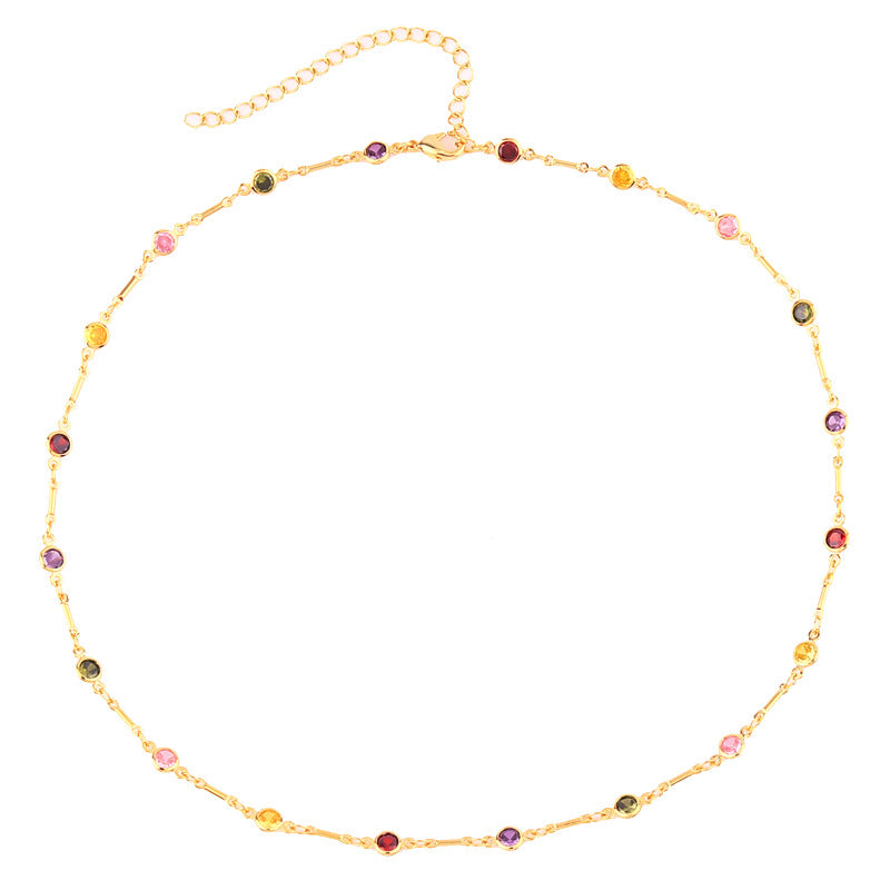 Shiny Geometric Copper Gold Plated Zircon Necklace