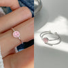 Fashion Heart Shape Flower Silver Plated Inlay Zircon Open Ring 1 Piece