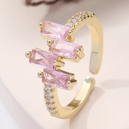 Fashion Geometric Copper Plating Zircon Open Ring 1 Piece