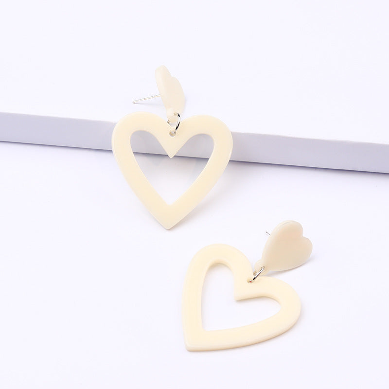 Simple Style Heart Shape Rectangle Arylic Women's Drop Earrings