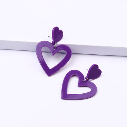 Simple Style Heart Shape Rectangle Arylic Women's Drop Earrings