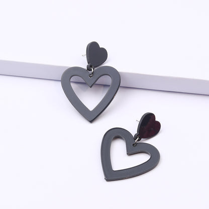 Simple Style Heart Shape Rectangle Arylic Women's Drop Earrings