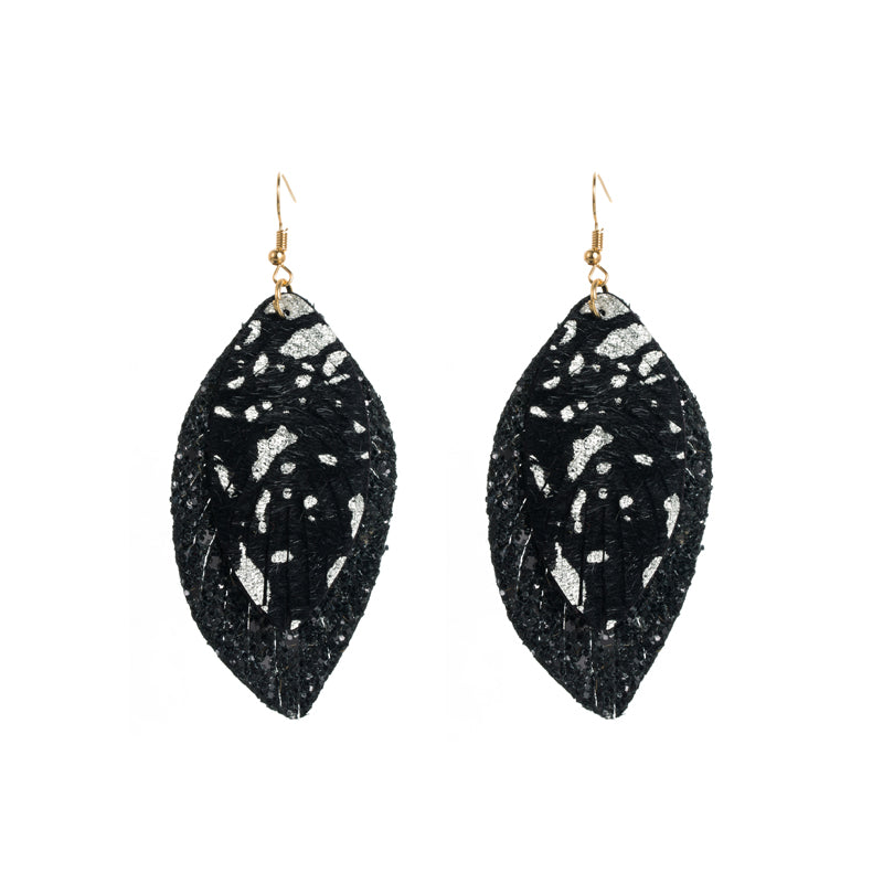 1 Pair Elegant Leaf Plating Pu Leather Alloy Drop Earrings