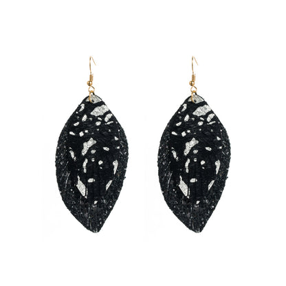 1 Pair Elegant Leaf Plating Pu Leather Alloy Drop Earrings