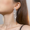 1 Pair Exaggerated Tassel Heart Shape Inlay Rhinestone Rhinestones Drop Earrings