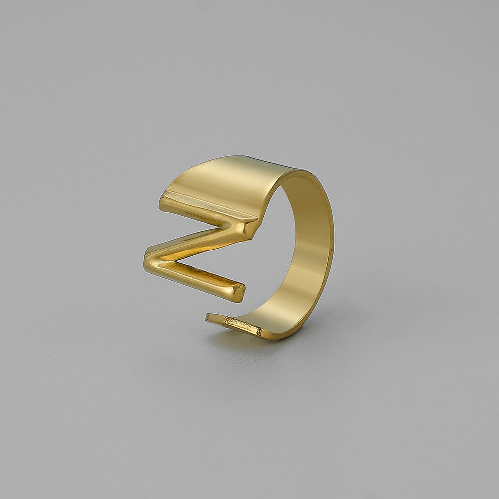 Ins Style Letter Titanium Steel Plating Open Ring