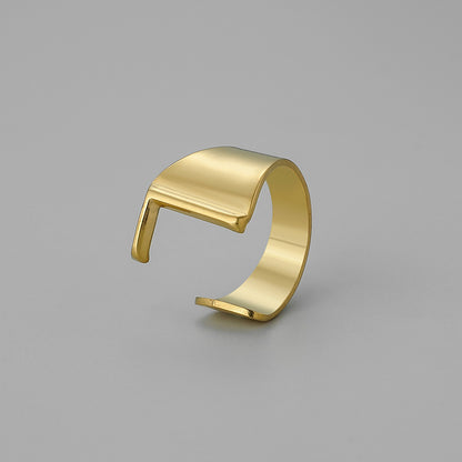 Ins Style Letter Titanium Steel Plating Open Ring