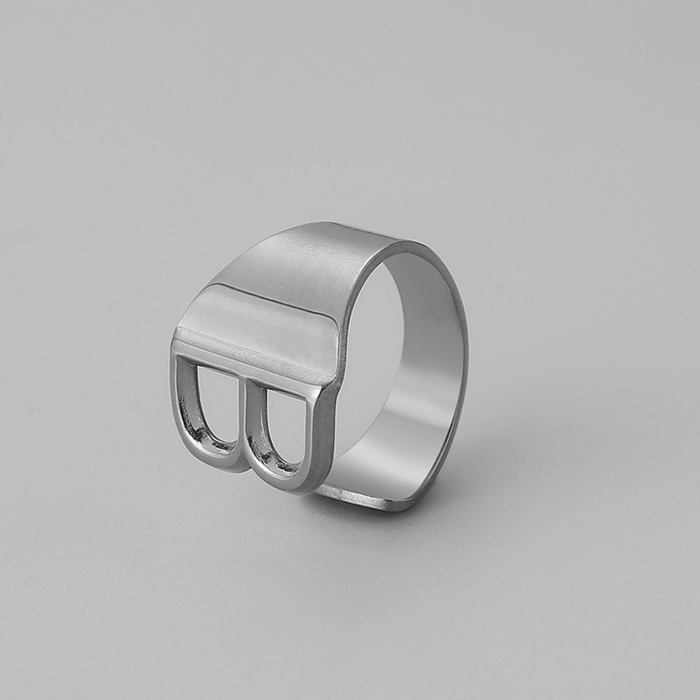 Ins Style Letter Titanium Steel Plating Open Ring