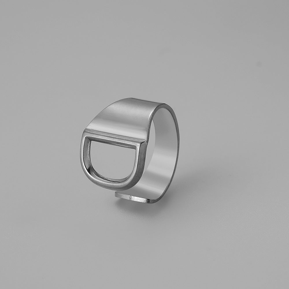 Ins Style Letter Titanium Steel Plating Open Ring