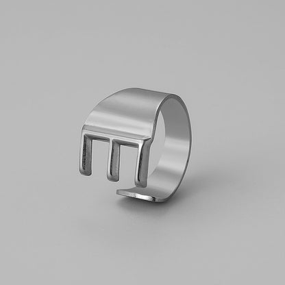 Ins Style Letter Titanium Steel Plating Open Ring