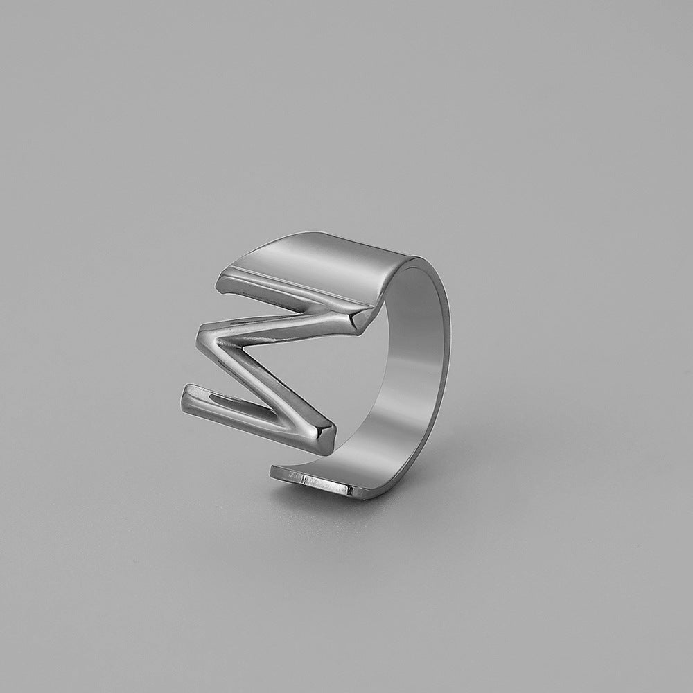 Ins Style Letter Titanium Steel Plating Open Ring