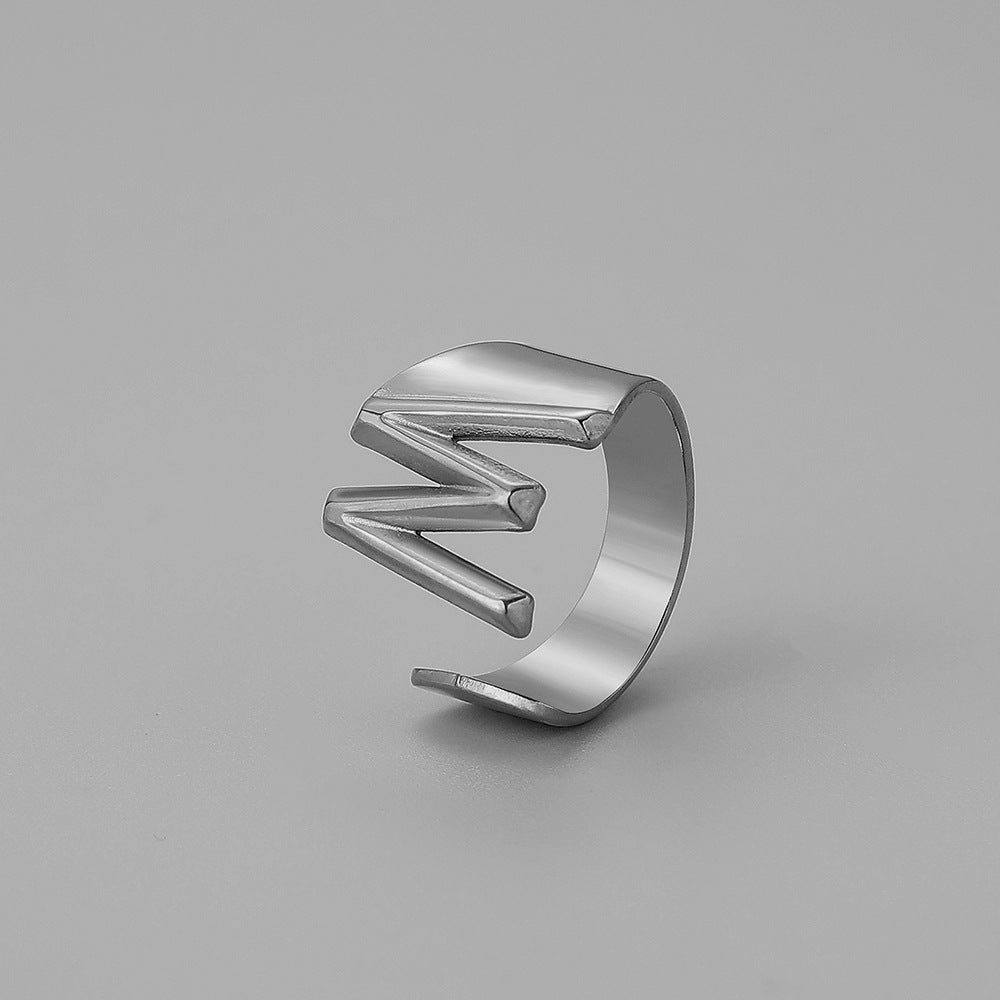 Ins Style Letter Titanium Steel Plating Open Ring