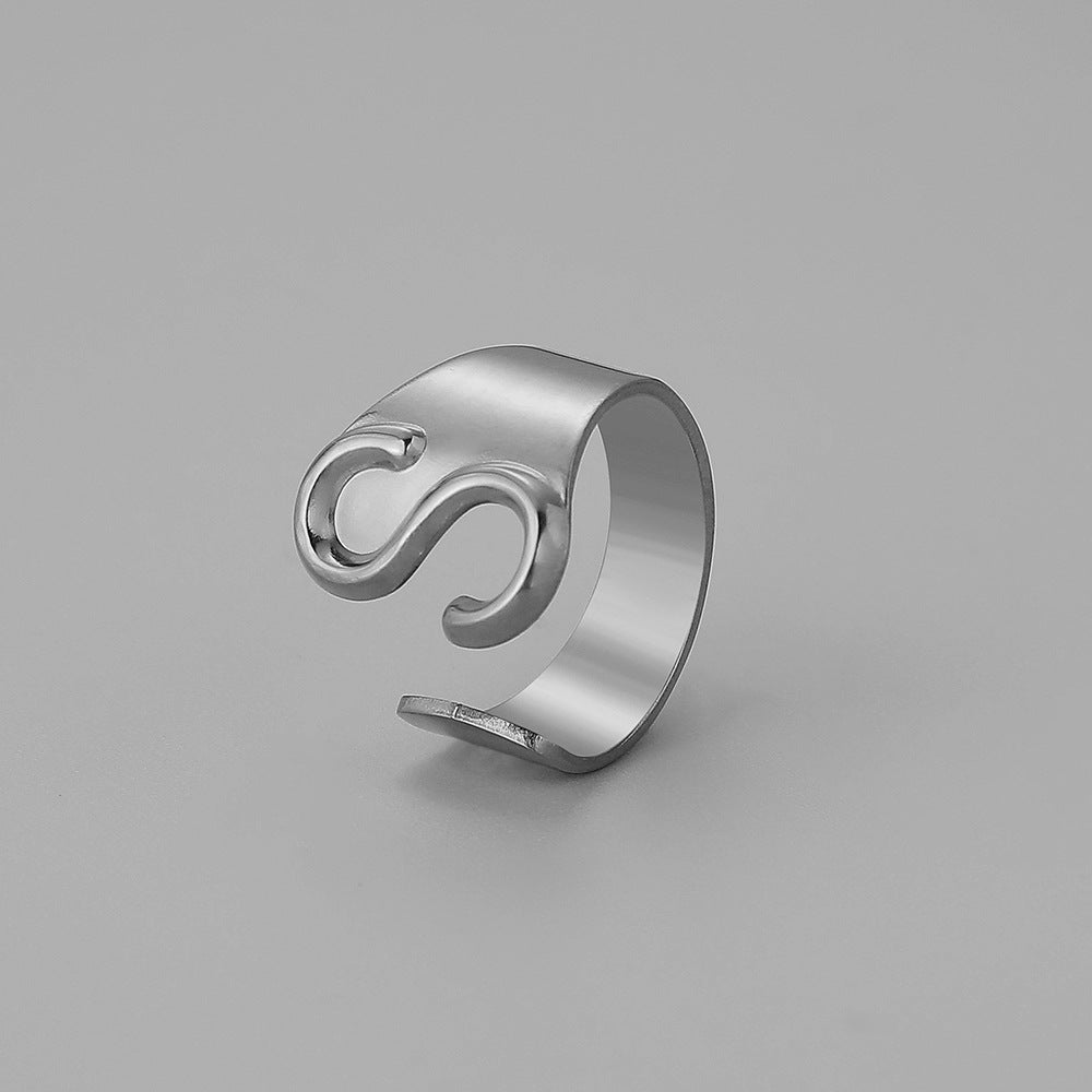 Ins Style Letter Titanium Steel Plating Open Ring