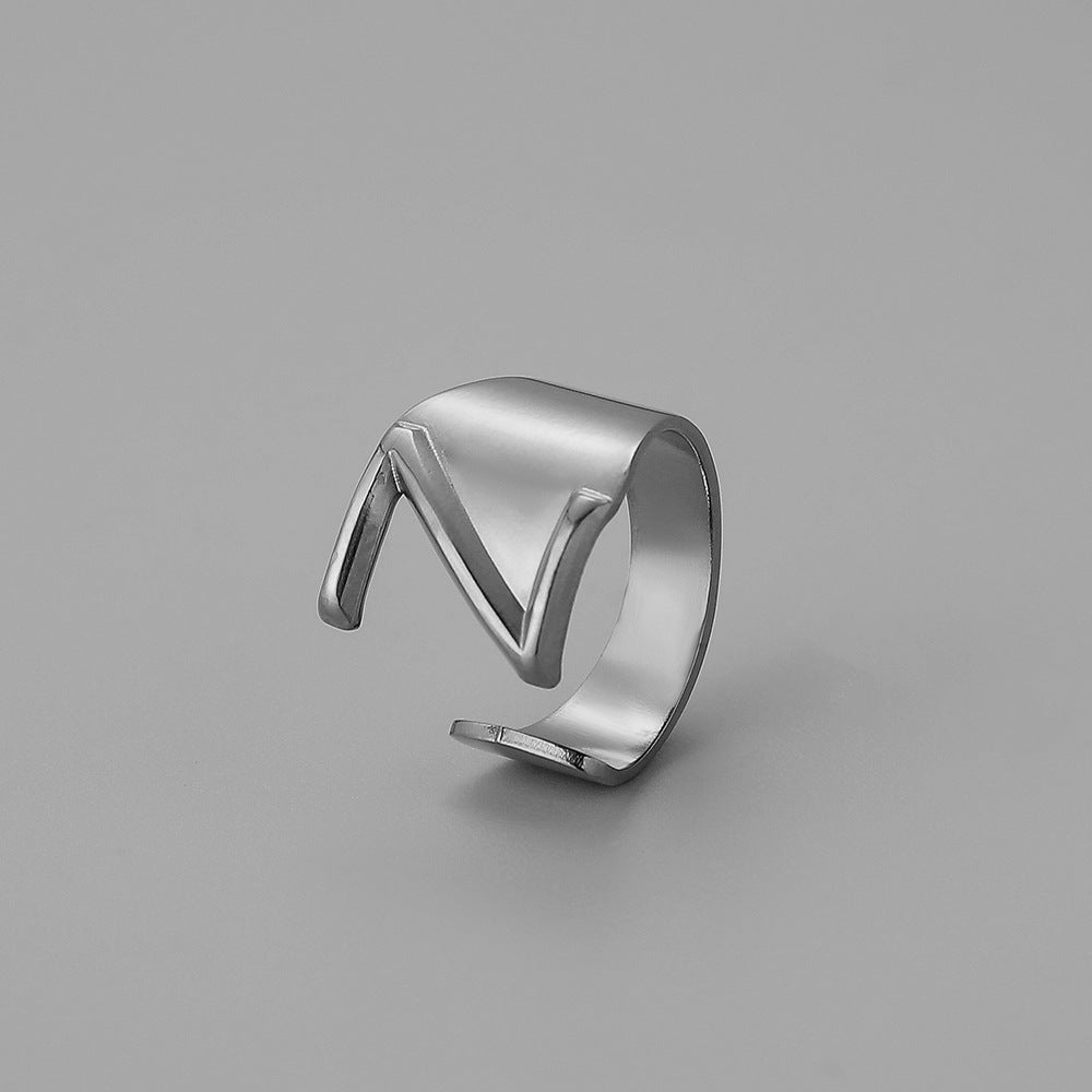 Ins Style Letter Titanium Steel Plating Open Ring