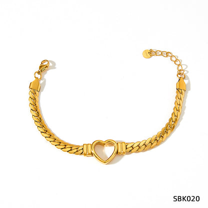 Retro Heart Shape Stainless Steel Plating Necklace