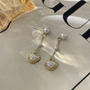 Retro Heart Shape Silver Plated Inlay Artificial Pearls Rhinestones Women's Earrings 1 Pair