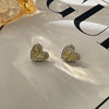 Retro Heart Shape Silver Plated Inlay Artificial Pearls Rhinestones Women's Earrings 1 Pair