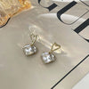 Retro Heart Shape Silver Plated Inlay Artificial Pearls Rhinestones Women's Earrings 1 Pair