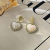 Retro Heart Shape Silver Plated Inlay Artificial Pearls Rhinestones Women's Earrings 1 Pair