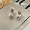 Retro Heart Shape Silver Plated Inlay Artificial Pearls Rhinestones Women's Earrings 1 Pair