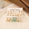 Simple Style Geometric Alloy Resin Inlay Artificial Pearls Rhinestones Women's Hoop Earrings 1 Set