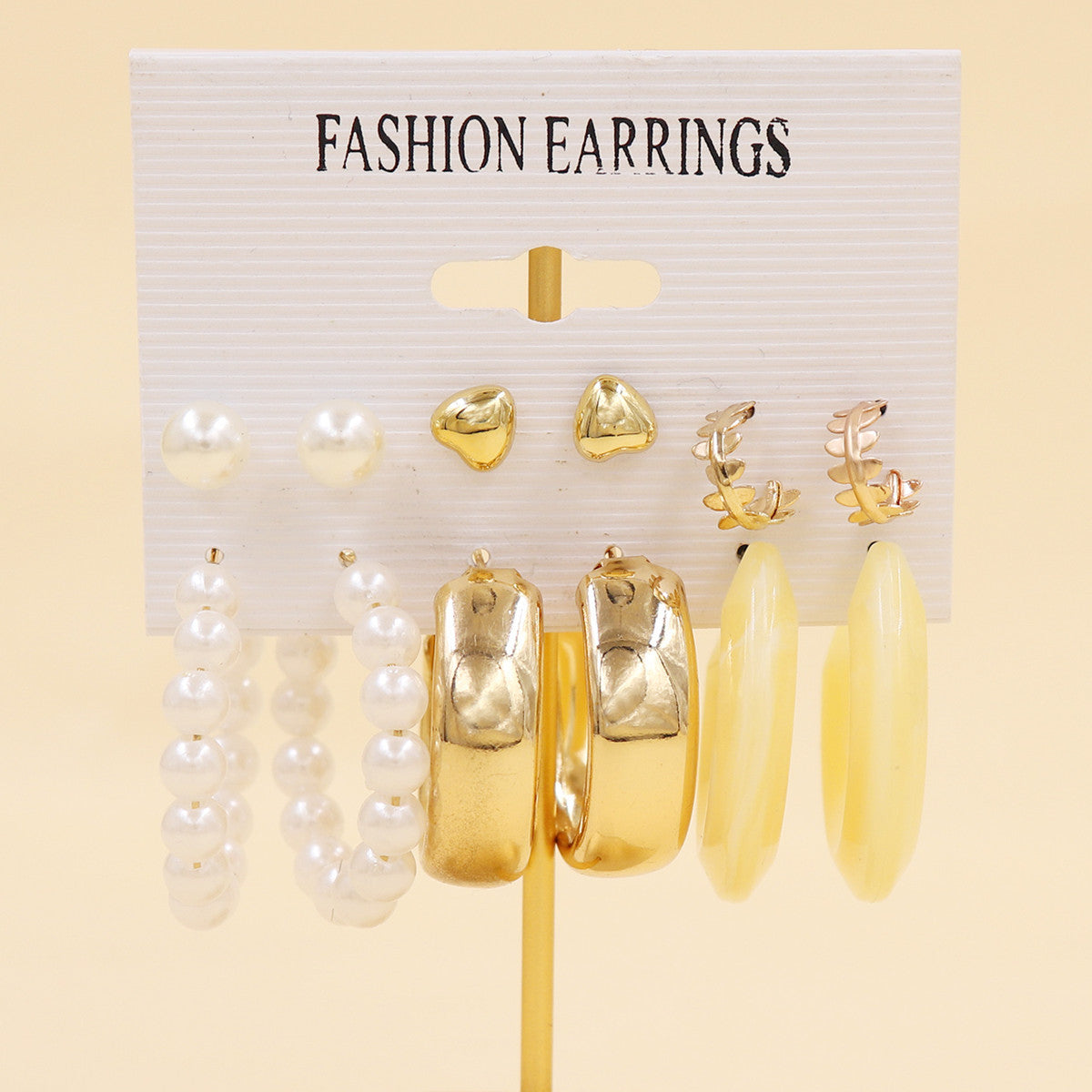 Simple Style Geometric Alloy Resin Inlay Artificial Pearls Rhinestones Women's Hoop Earrings 1 Set