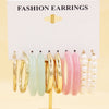 Simple Style Geometric Alloy Resin Inlay Artificial Pearls Rhinestones Women's Hoop Earrings 1 Set