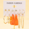 Simple Style Geometric Alloy Resin Inlay Artificial Pearls Rhinestones Women's Hoop Earrings 1 Set