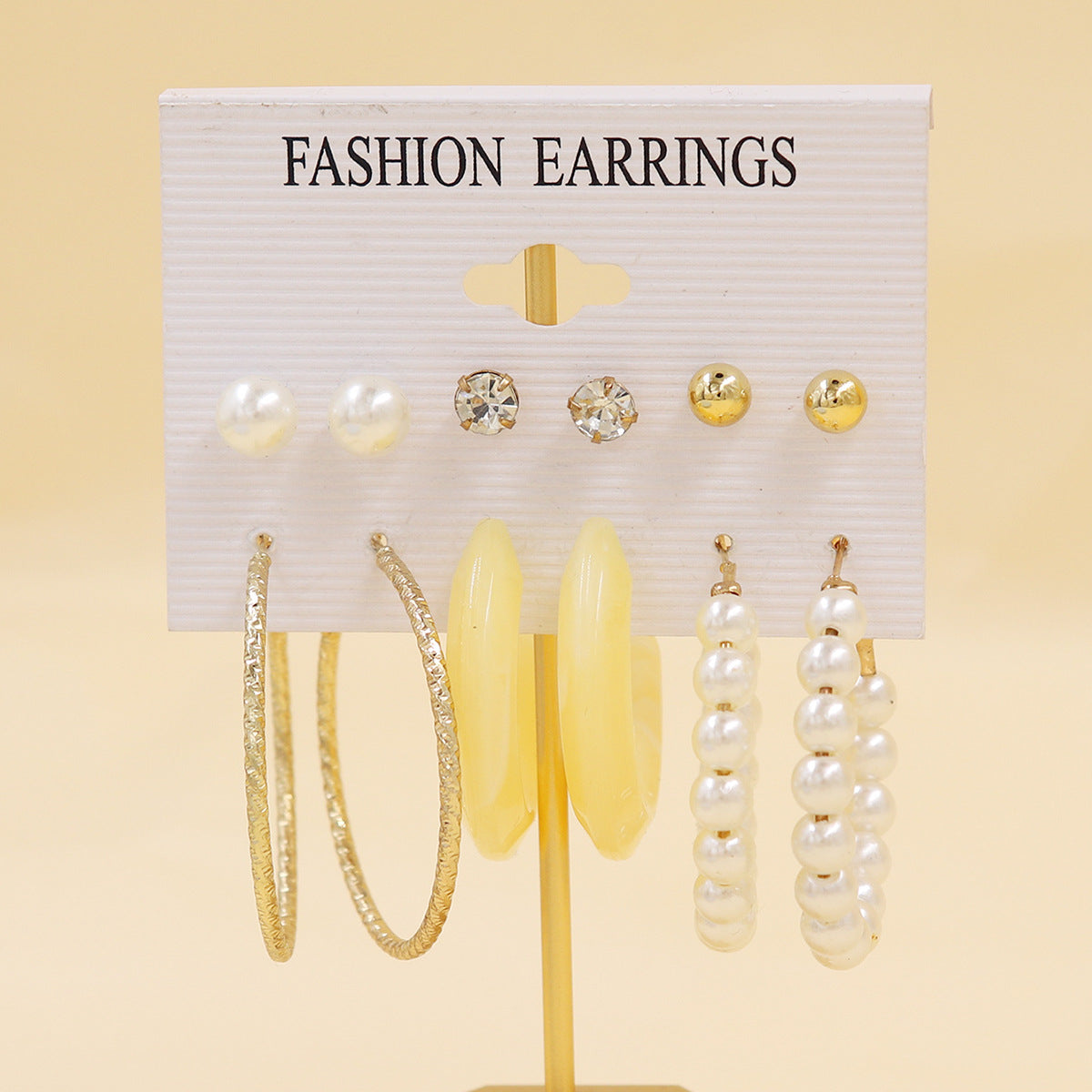 Simple Style Geometric Alloy Resin Inlay Artificial Pearls Rhinestones Women's Hoop Earrings 1 Set