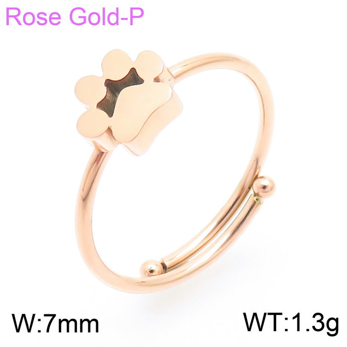 Simple Style Paw Print Solid Color Stainless Steel Polishing Gold Plated Rings 1 Piece