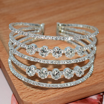 Luxurious Geometric Alloy Plating Inlay Rhinestones Women's Bangle 1 Piece