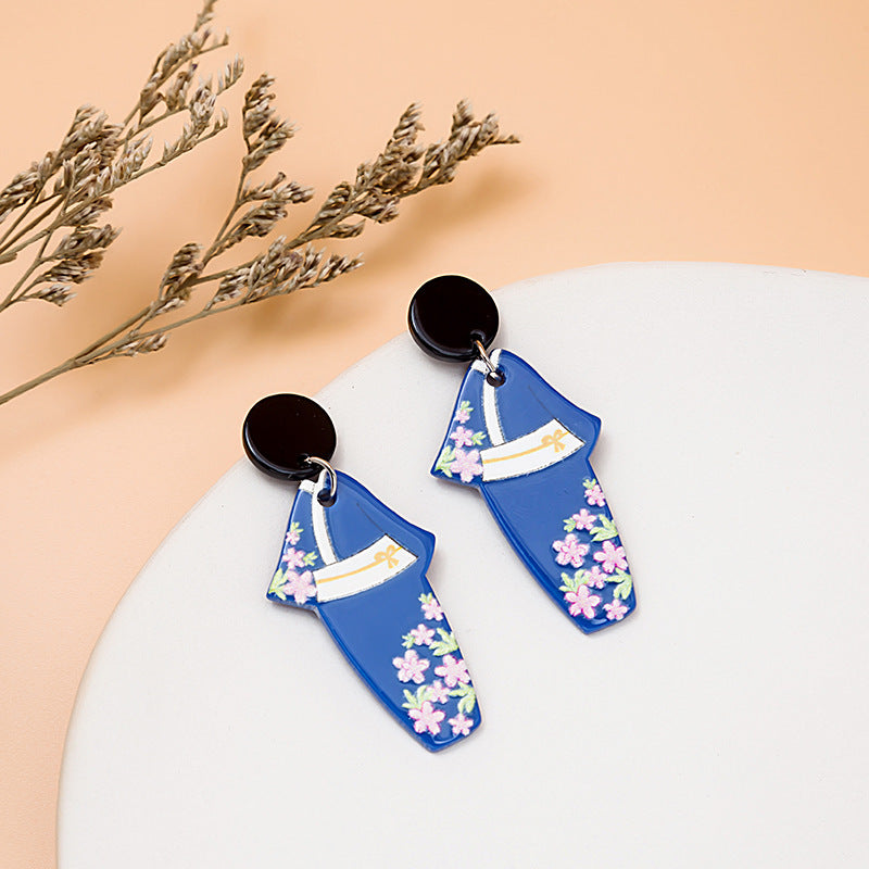 Simple Style Flower Snowflake Arylic Printing Women's Drop Earrings 1 Pair