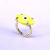 Retro Devil's Eye Copper Gold Plated Glass Stone Open Ring 1 Piece