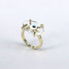 Retro Devil's Eye Copper Gold Plated Glass Stone Open Ring 1 Piece