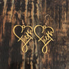 Retro Cross Heart Shape Titanium Steel Plating Drop Earrings 1 Pair