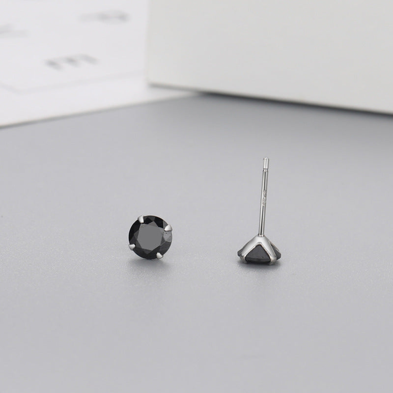 Simple Style Geometric Sterling Silver Zircon Ear Studs 1 Pair