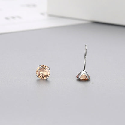 Simple Style Geometric Sterling Silver Zircon Ear Studs 1 Pair