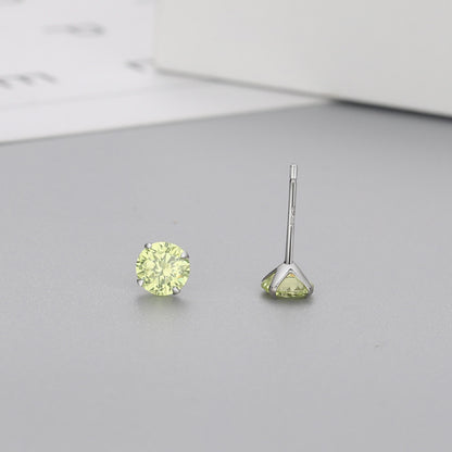 Simple Style Geometric Sterling Silver Zircon Ear Studs 1 Pair