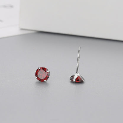 1 Pair Simple Style Round Inlay Sterling Silver Zircon Ear Studs